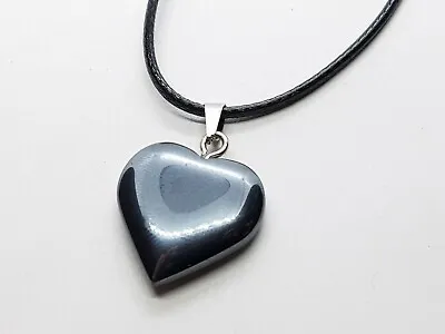 Hematite Pendant Necklace Quartz Heart Love Reiki Yoga Healing Crystal • £4.99