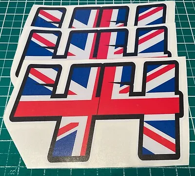 3 X Racing Numbers With Union Jack  - Vinyl Stickers Decals Race Motorbike Mx • £10.50