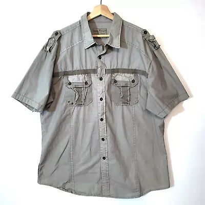 Marc Ecko Cut & Sew-Mens Short Sleeve Casual Button Down Shirt 2XL XXL Gray • $19.99