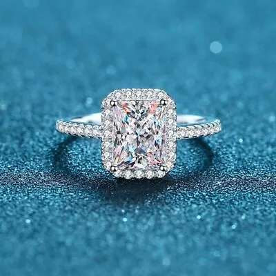 $63.99 • Buy GRA Certificate Real 1CT Square Moissanite Diamond Wedding Engagement Ring R20