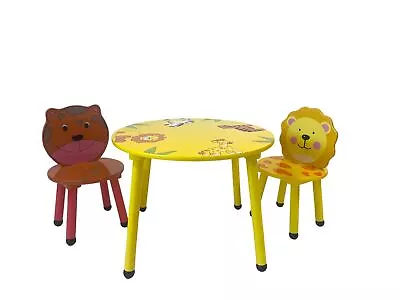 Childrens  Wooden Table And Chair Set Safari Animal Furniture Preschool Activity • £29.99
