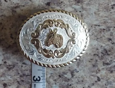 Montana Silversmiths Vintage Metal Brass And Silver Belt Buckle Horse Head • $43.94