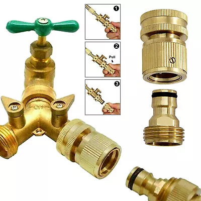 1Set 3/4  Garden Hose Pipe Tap Connector Fittings Brass Water Quick Adaptor New • £7.98