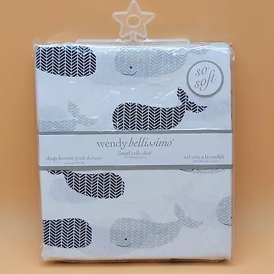 Wendy Bellissimo Whale Fitted Crib Sheet NIP - Whale Nautical Theme Crib Sheet • $14.99