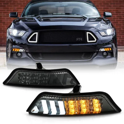 2PC LED SMOKE Sequential Bumper Signal Light Parking Lamp For 15-17 Ford Mustang • $132.99