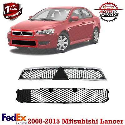 Front Bumper Upper & Lower Grille Assembly For 2008-2015 Mitsubishi Lancer • $69.94