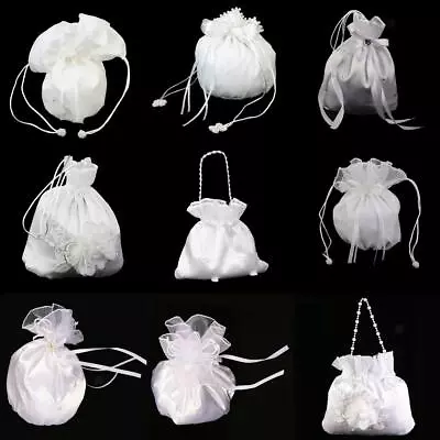 £6.91 • Buy Bridesmaid Bridal Handbag, White Satin Clutch Purse Floral Bag Wedding Party
