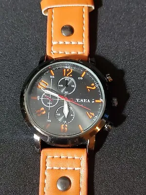 Men's O.T. Sea Sport Watch #4077 Water Resistant Stainless Steel Back Orange • $14.95