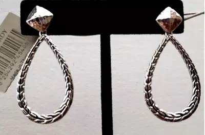 MRSP $450 John Hardy Classic Chain Sterling Silver Hammered Pear Drop Earrings • $245