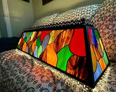 1970s Vintage Stained Glass 3-Light Billiards Light Fixture • $2300