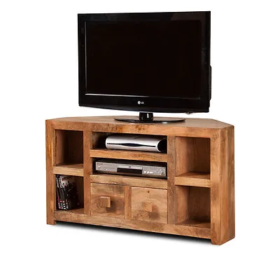 £303.04 • Buy Dakota Light Mango Corner Tv/media Unit Cabinet Solid Wood Indian Furniture New