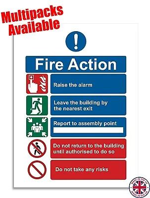 £2.49 • Buy Fire Action Notice Sign Self Adhesive Sticker 20 X 15cm - Fire Safety Signs