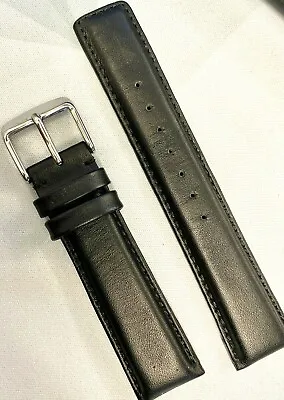 Black Square Padded Calf Iwc Leather Watch Strap 20 Mm • £20