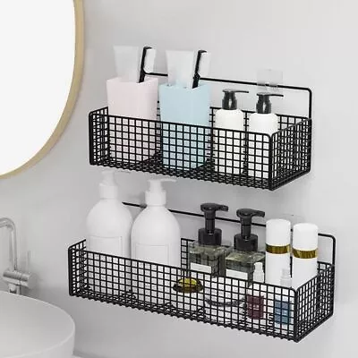 Wall-mounted Storage Basket Kitchen Rack Shower Suction Shelf Bathroom Corner • $19.32