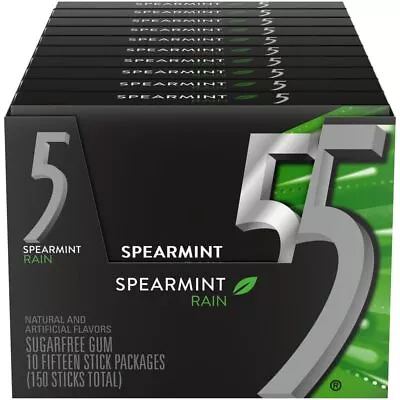 Spearmint Rain Sugarfree Gum 15 Piece 10 Pack • $18.55