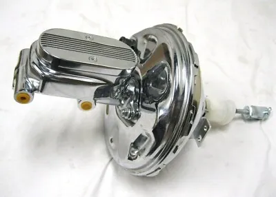 9  Chrome Power Brake Booster Finned Flat Top Master Chevy GM Chevelle Olds GTO • $149.65