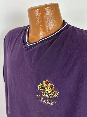 Vintage Rainforest Cafe MGM Grand V-Neck T-Shirt XL Las Vegas Embroidered Frog • $12.74