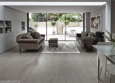 £0.99 • Buy Engineered Smoked London Grey Brushed Real Wood Wooden Floor Hardwood Flooring 