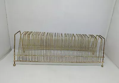 Vintage 60 Slot 45 RPM Record Album Holder Rack Metal Wire Gold Tone • $21.95