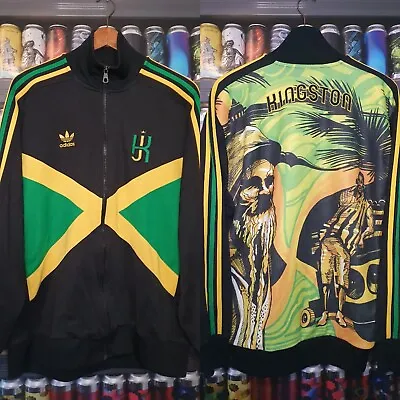 Adidas Mens Medium Tracksuit Jacket Track Top Vintage Kingston Jamaica Rasta • £194.99
