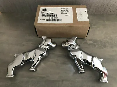 Brand New Genuine Mack Trucks Chrome Half Dogs Bulldog Mascot Statue Badges • $149.95