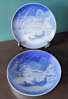 Vintage B&G Denmark Porcelain Jule Aften 1970 Blue & White Plates Set Of 2 • $10