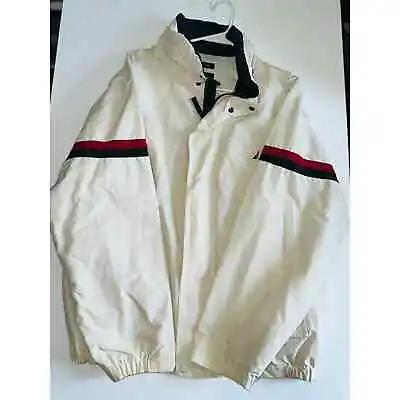 Vintage Nautica Sailing Jacket Men XL White Cotton Blend Full Zip Long Sleeve • $34.99