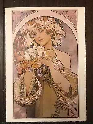 Postcard Unposted  Alphonse Maria Mucha- Flowers Paris 1897 • $3.95