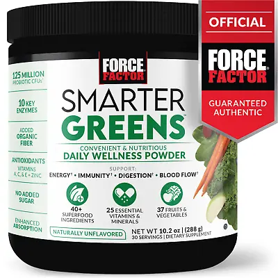 $24.99 • Buy Force Factor Smarter Greens Daily Wellness Powder, Greens Superfood Powder