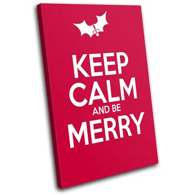 Keep Calm Red  Christmas SINGLE CANVAS WALL ART Picture Print • £19.99