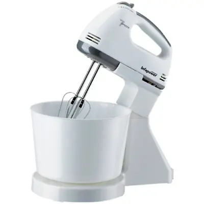 Hand Stand Mixer Cooking Food Baking With 2L Bowl Kitchen Dough Hooks 2 Beaters • £17.99