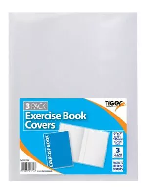 3x A5 Exercise Book Cover Notebook Wrap Plastic Protecting Sleeve 9 X7  • £2.89