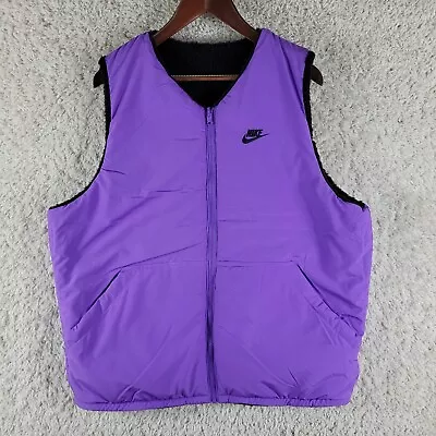 Nike Reversible Vest Men’s Size Large Purple Black Fleece DQ4878-010 $105 NEW • $32.42