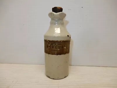 Antique Stoneware Mercury Bottle Paper Label Dentistry Amalgam Ca. 1890 • $59.99