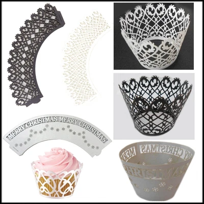 £5.49 • Buy Cupcake Wrap Lace Cup Cake Liner Topper Wrapper Decor Laser Muffin Birthday