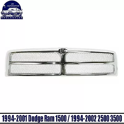 Front Grille Chrome & Silver Insert For 1994-01 Dodge Ram 1500 / 94-02 2500 3500 • $99.35