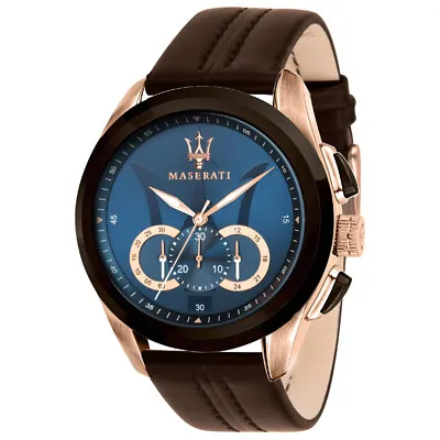 Maserati Traguardo Black Stainless Steel And Blue Bezel Men's Watch. R8871612024 • $242.25