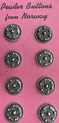 Vintage Pewter Buttons! Norwegian Made! 🇳🇴 Intricate Design. Sturdy Shank • $22