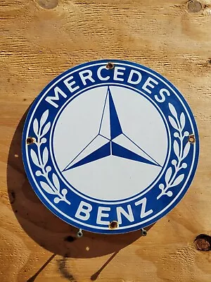 Vintage Mercedes Benz Porcelain Sign German Car Auto Dealer Sales Service Dept • $156.58