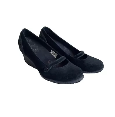 Merrell Petunia Wedge Heels Suede Black Vibram Soles Women Size 6.5 • $54.09