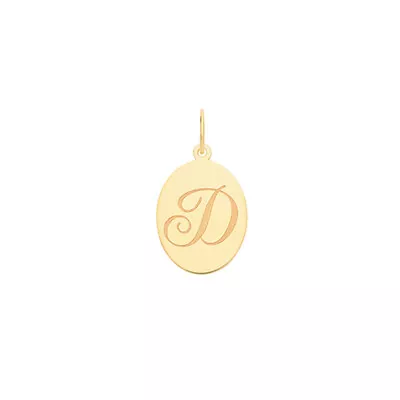 9ct Gold Initial Pendants Oval Letters Tag Script Letters Name Chain Box • £49.99