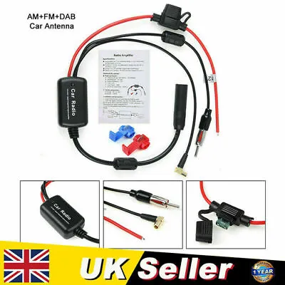 DAB & FM / AM Car Radio Aerial Active Antenna SMB DIN Splitter Adapter Cable Dab • £9.99