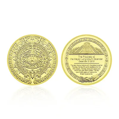 The Prophecy Of The Mayan Long-Count Calender Gold Plated Coin Pyramid Medal • $3.70