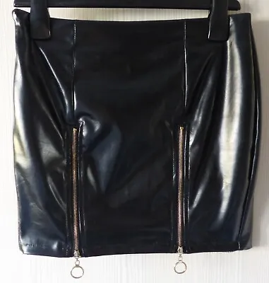 Zaful Polyurethane Black Mini Skirt + Concealed Back Zip + Two Ornamental Zips 8 • $4.96