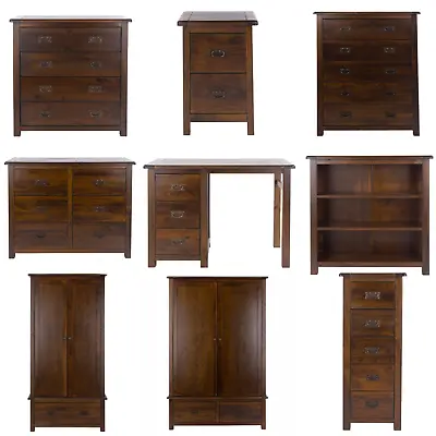 Dark Wood Chest Of Drawers Bedside Dresser Wardrobe Bookcase Lacquered Pine • £329.99