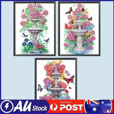 5D DIY Butterfly Flower Fountain Partial Special Shaped Drill Diamond Painting • $11.59