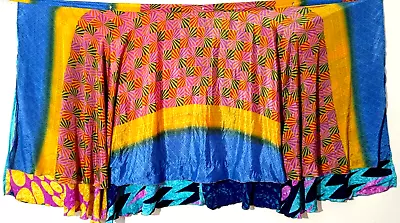 XL Vintage Sari Magic Wrap Skirts Multicolor Bohemian Hippie Skirt • $28.46
