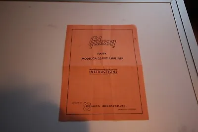Vintage  1964 Gibson HAWK GA-25RVT Amplifier Instructions Owners Manual Original • $33.50