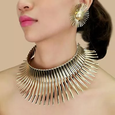 African Jewelry Set Indian Necklace Earrings Women Accessories Gold Silver Gift • $26.21