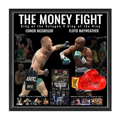 $1995 • Buy The Money Fight Signed Framed Boxing Gloves Conor Mcgregor Floyd Mayweather 